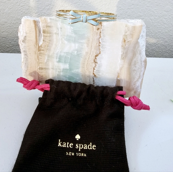 Kate Spade EUC New York Teal Enamel Double bow Bangle Bracelet🩵♠️ $25 - Picture 2 of 7